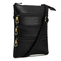 POGAGO Genuine Cow Leather Crossbody Sling Bag for Men – Premium Multi-Zip Leather Shoulder Messenger Bag with Adjustable Strap, Everyday Travel Organizer