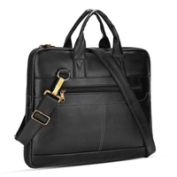 POGAGO Expandable PU Leather Laptop Briefcase for 14-Inch Laptop – Business Messenger Bag with Shoulder Strap, Waterproof Office Handbag for Men & Women