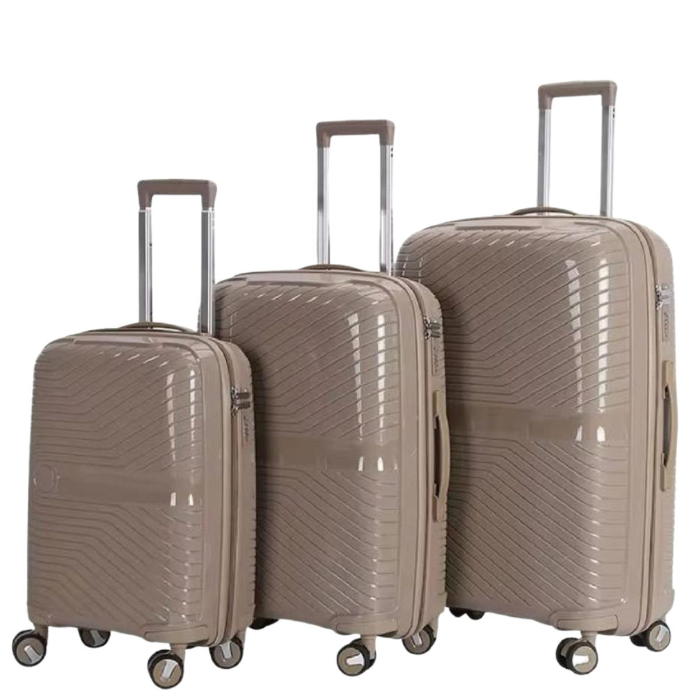 3-Piece PP Unbreakable Luggage Set – Lightweight Hard Shell Suitcase with Anti-Theft Security Zipper, 360° Spinner Wheels, Telescopic Handle, Durable Travel Trolley Luggage for Business & Family Travel