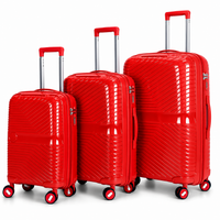 3-Piece PP Unbreakable Luggage Set – Lightweight Hard Shell Suitcase with Anti-Theft Security Zipper, 360° Spinner Wheels, Telescopic Handle, Durable Travel Trolley Luggage for Business & Family Travel
