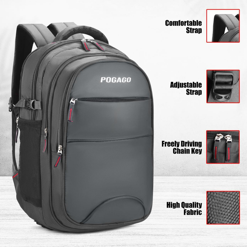 POGAGO Laptop Backpack 15.6 Inch for Men & Women | Black Travel Backpack | Office, College & School Bag