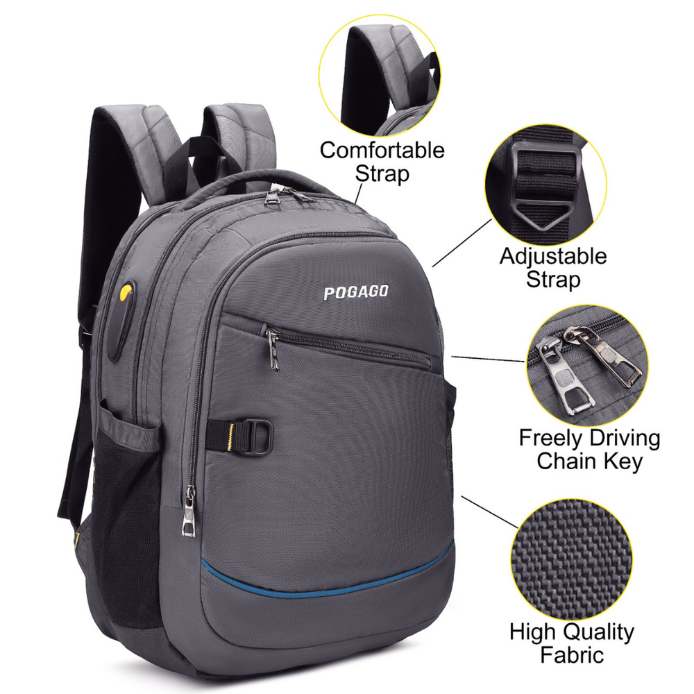 POGAGO 15.6" Laptop Backpack | Water-Resistant Travel, Office & College Backpack for Men & Women