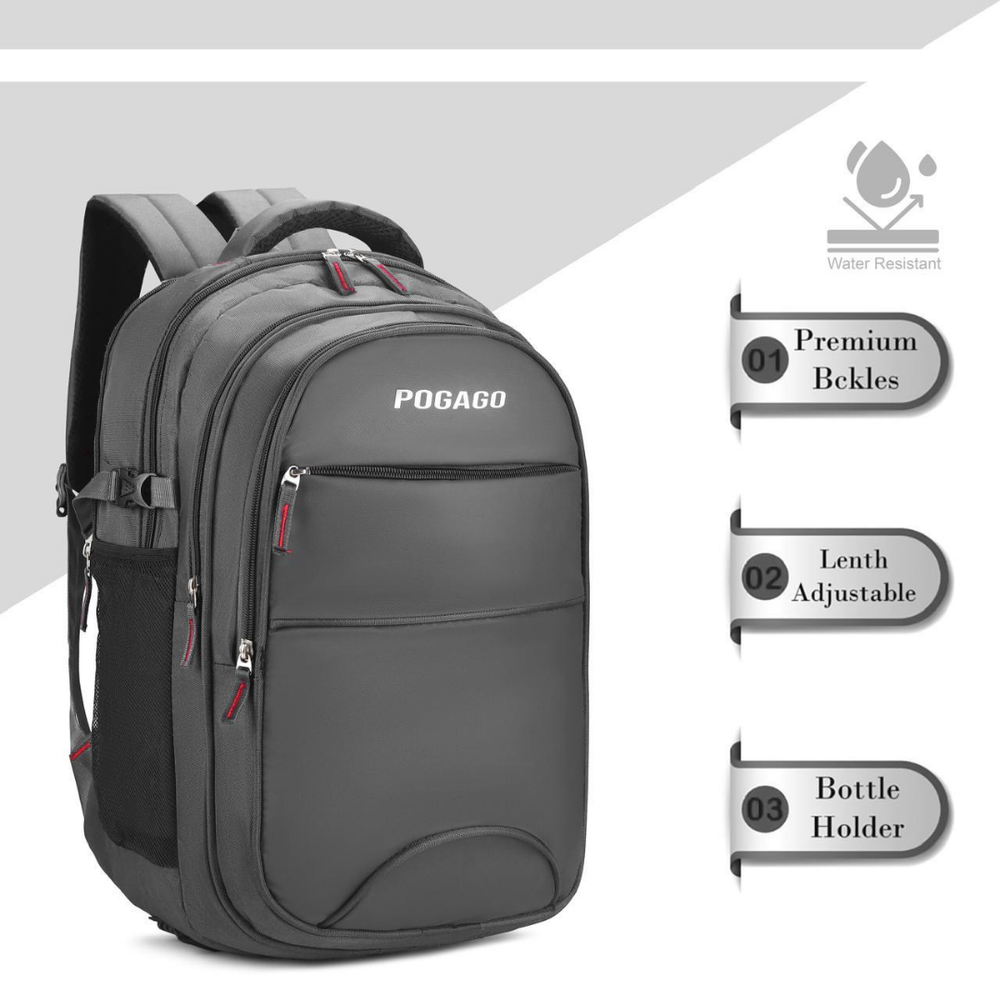 POGAGO Laptop Backpack 15.6 Inch for Men & Women | Black Travel Backpack | Office, College & School Bag