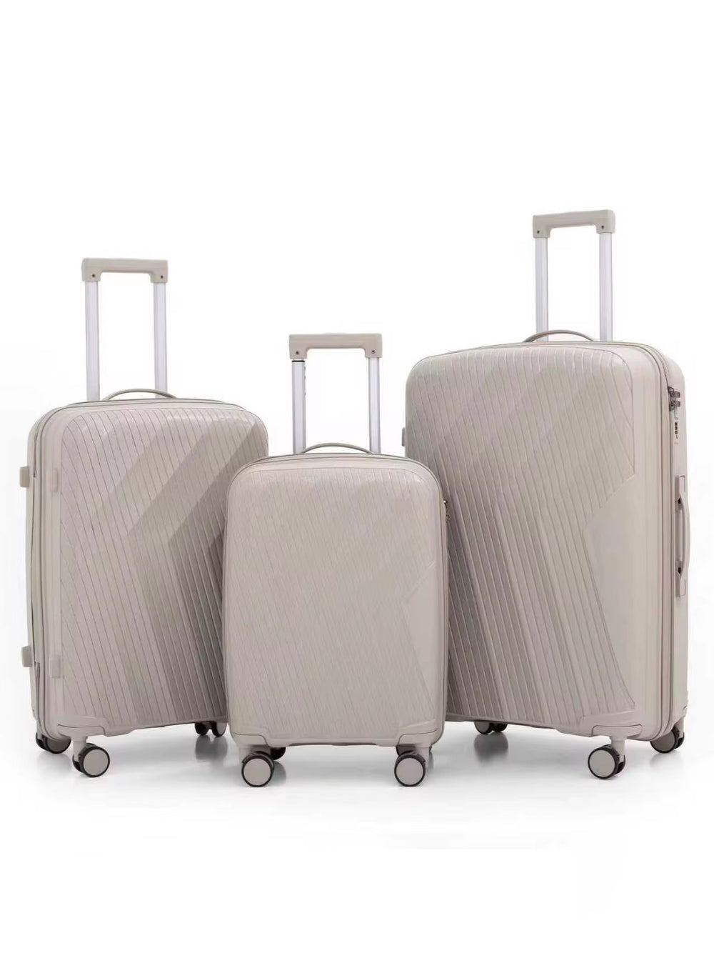 POGAGO 3 Piece PP Hard Shell Luggage Set 20'' 24'' 28'' – Lightweight Unbreakable Suitcase Set with 360° Spinner Wheels, Aluminum Telescopic Handle & Anti-Theft Double Zipper