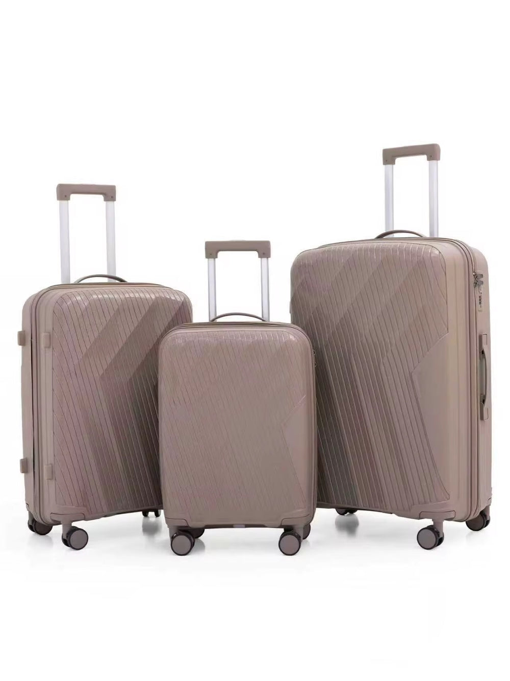POGAGO 3 Piece PP Hard Shell Luggage Set 20'' 24'' 28'' – Lightweight Unbreakable Suitcase Set with 360° Spinner Wheels, Aluminum Telescopic Handle & Anti-Theft Double Zipper