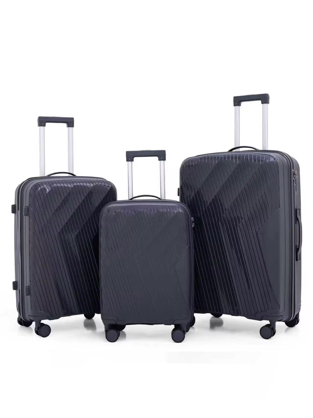 POGAGO 3 Piece PP Hard Shell Luggage Set 20'' 24'' 28'' – Lightweight Unbreakable Suitcase Set with 360° Spinner Wheels, Aluminum Telescopic Handle & Anti-Theft Double Zipper
