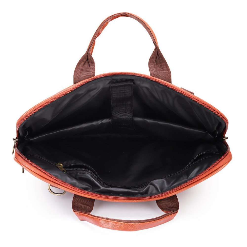 POGAGO Expandable PU Leather Laptop Briefcase for 14-Inch Laptop – Business Messenger Bag with Shoulder Strap, Waterproof Office Handbag for Men & Women