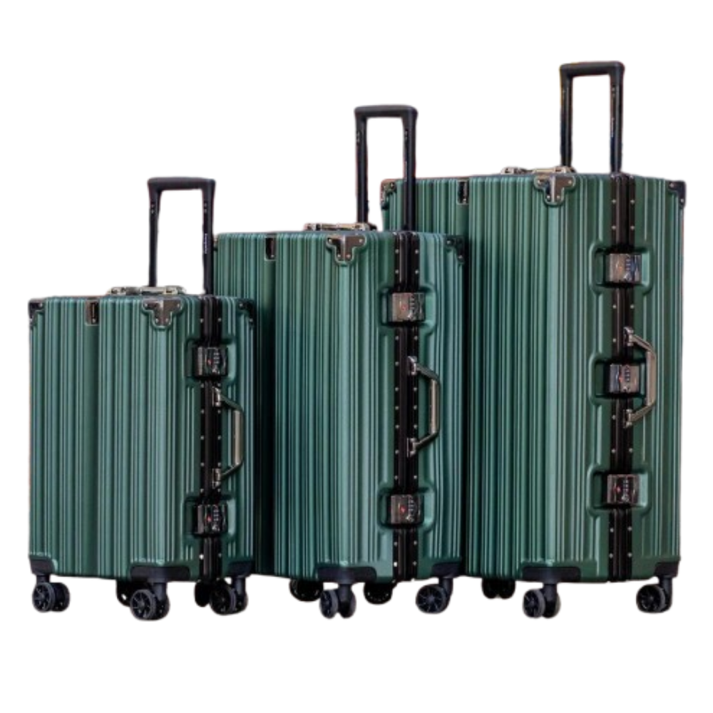 POGAGO Premium Aluminum Frame Luggage Set with Buckle Lock | 20" 24" 28" Hard Shell Spinner Suitcase
