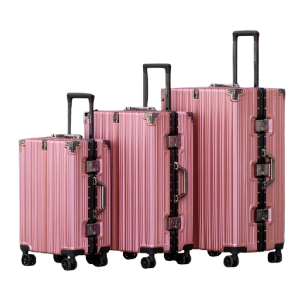 POGAGO Premium Aluminum Frame Luggage Set with Buckle Lock | 20" 24" 28" Hard Shell Spinner Suitcase