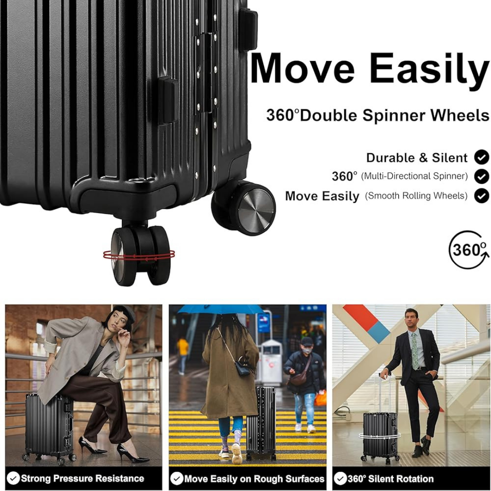 28 Inch Aluminium Frame Trolley Suitcase – 30–35 KG Capacity | Premium Hard Shell Luggage