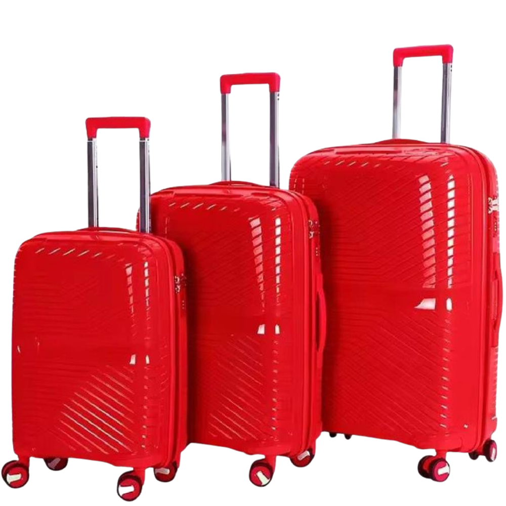 3-Piece PP Unbreakable Luggage Set – Lightweight Hard Shell Suitcase with Anti-Theft Security Zipper, 360° Spinner Wheels, Telescopic Handle, Durable Travel Trolley Luggage for Business & Family Travel