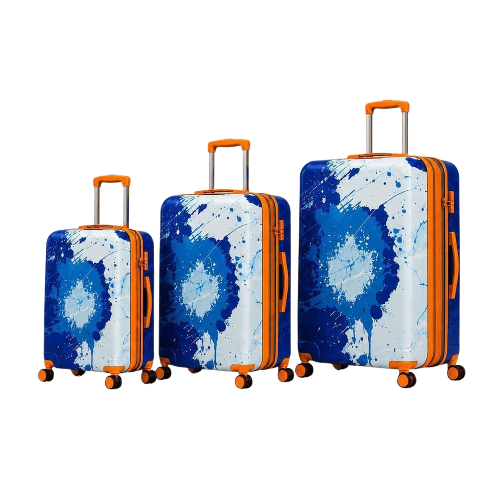 Premium Printed 3-Piece Expandable Luggage Set – Hard Shell Spinner Suitcases with TSA Lock (20", 24", 28")