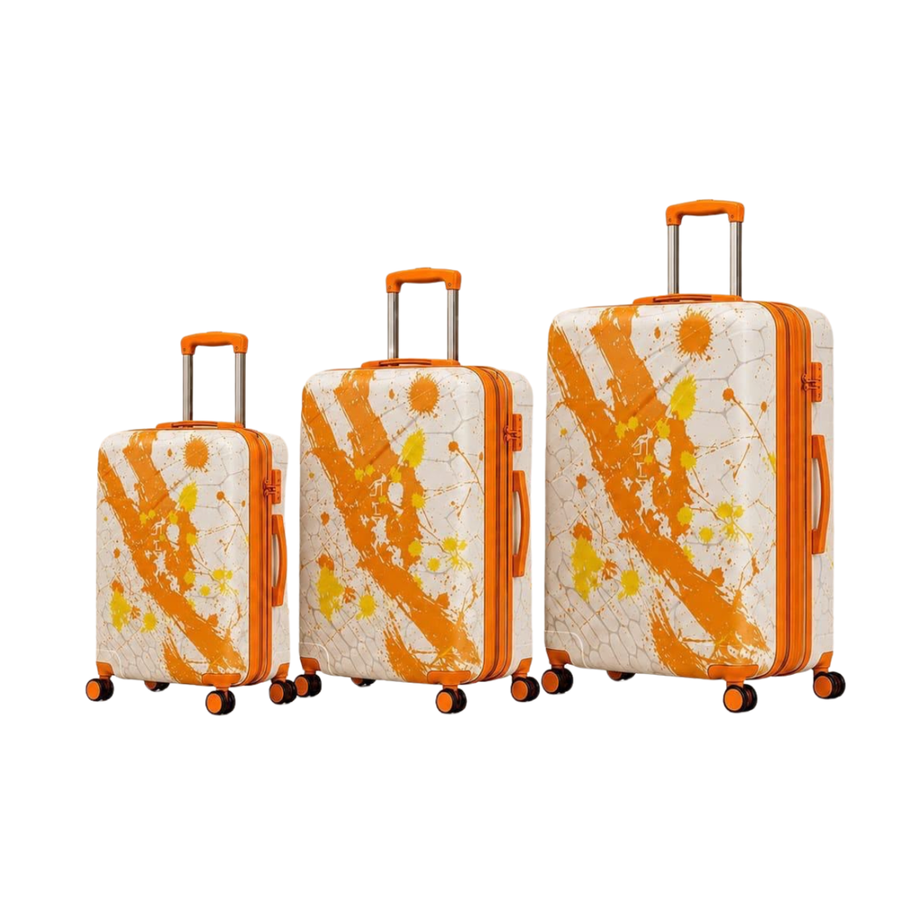 Premium Printed 3-Piece Expandable Luggage Set – Hard Shell Spinner Suitcases with TSA Lock (20", 24", 28")