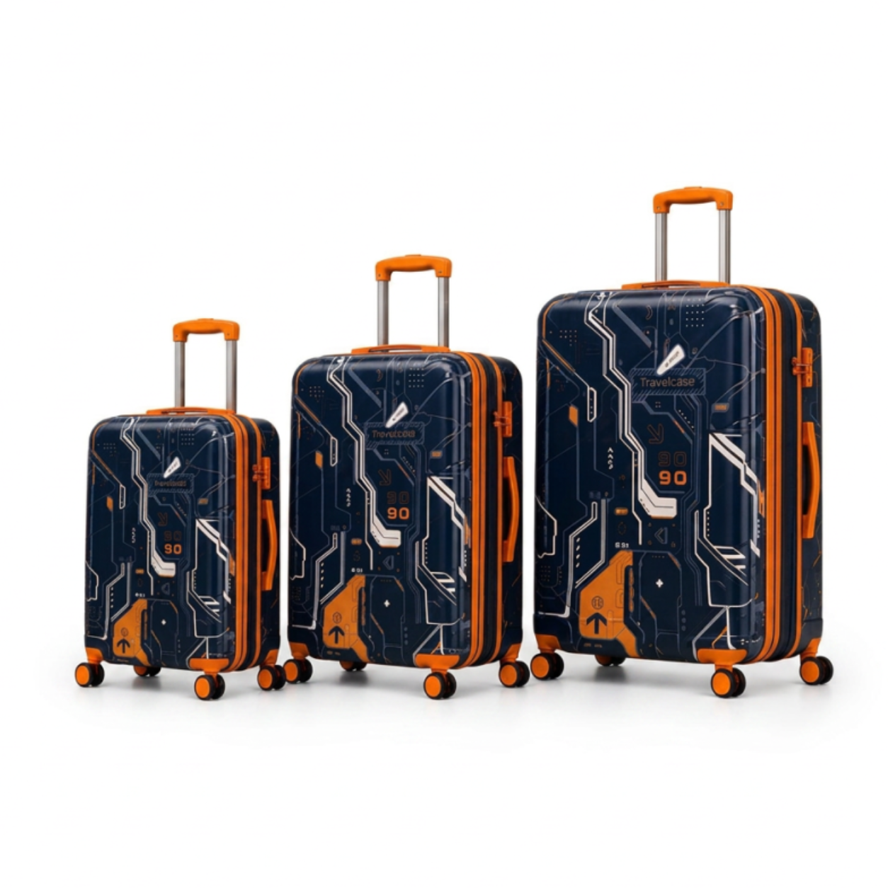 Premium Printed 3-Piece Expandable Luggage Set – Hard Shell Spinner Suitcases with TSA Lock (20", 24", 28")