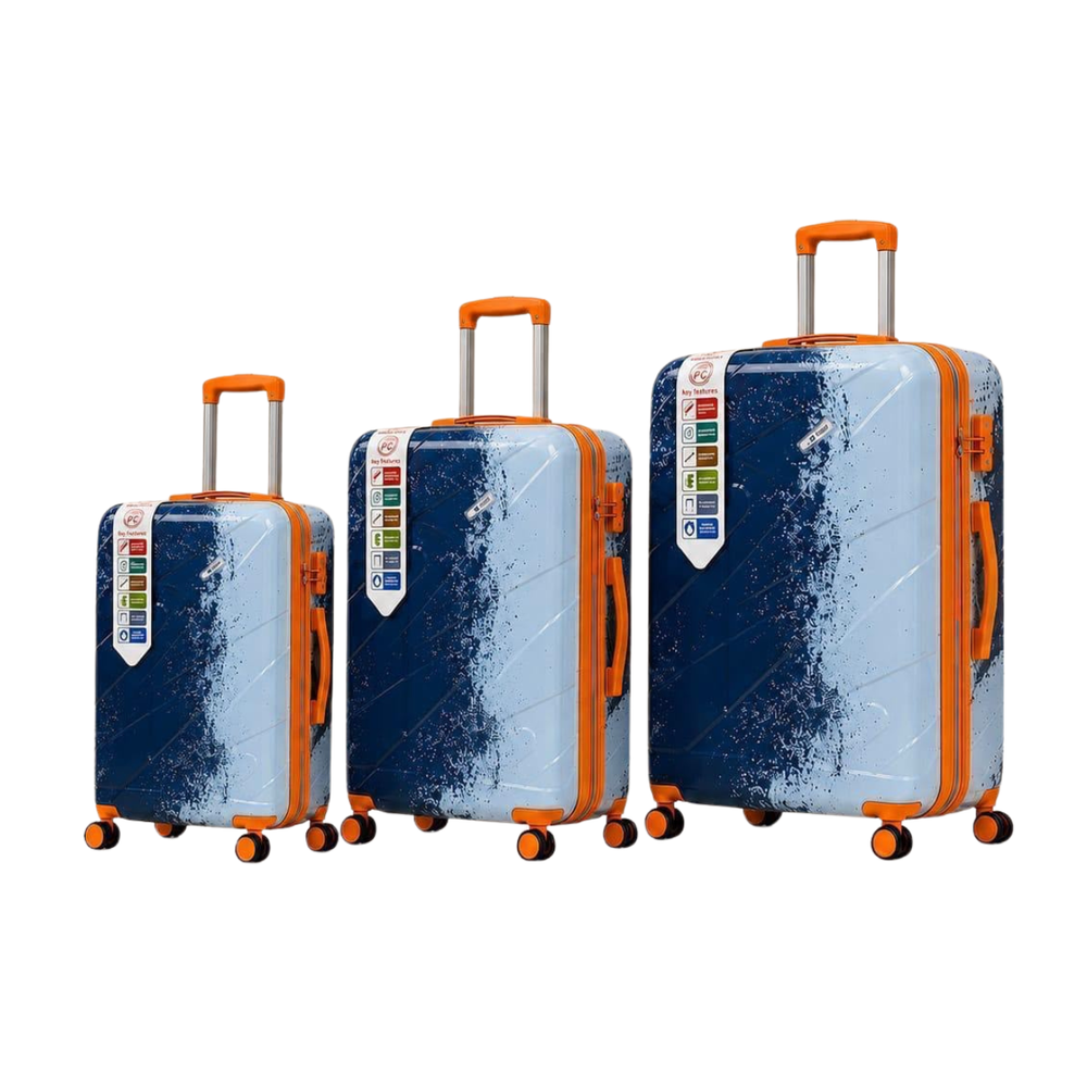 Premium Printed 3-Piece Expandable Luggage Set – Hard Shell Spinner Suitcases with TSA Lock (20", 24", 28")