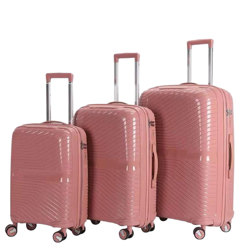 3-Piece PP Unbreakable Luggage Set – Lightweight Hard Shell Suitcase with Anti-Theft Security Zipper, 360° Spinner Wheels, Telescopic Handle, Durable Travel Trolley Luggage for Business & Family Travel