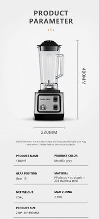 Silver Crest 8500W Commercial Blender & Grinder 2-in-1 | 2.5L High-Speed Smoothie Maker | 9-Speed | Ice Crusher