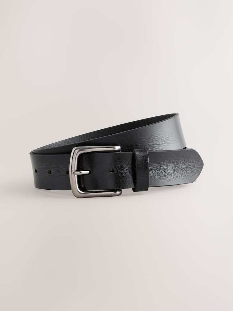 POGAGO Premium Genuine Leather Belt for Men – Classic Black Casual & Formal Belt with Silver Pin Buckle | Durable Everyday Waist Belt | Adjustable Dress Belt
