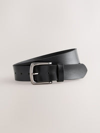 POGAGO Premium Genuine Leather Belt for Men – Classic Black Casual & Formal Belt with Silver Pin Buckle | Durable Everyday Waist Belt | Adjustable Dress Belt