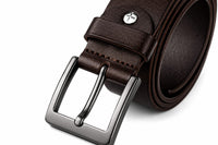 POGAGO Premium Genuine Leather Belt for Men – Classic Pin Buckle Dress Belt, 4mm Thick Leather Strap, 1.5 Inch Width, Adjustable Fit, Formal & Casual Belt for Office, Business, Jeans & Trousers