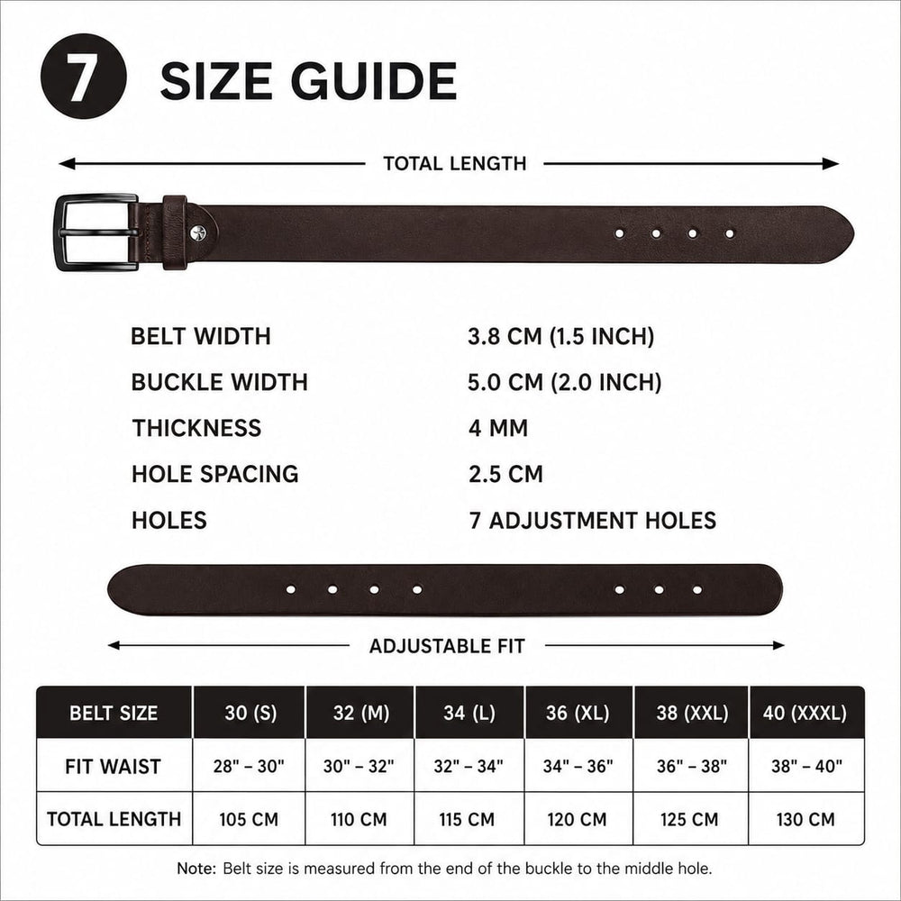 POGAGO Premium Genuine Leather Belt for Men – Classic Pin Buckle Dress Belt, 4mm Thick Leather Strap, 1.5 Inch Width, Adjustable Fit, Formal & Casual Belt for Office, Business, Jeans & Trousers