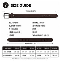 POGAGO Premium Genuine Leather Belt for Men – Classic Pin Buckle Dress Belt, 4mm Thick Leather Strap, 1.5 Inch Width, Adjustable Fit, Formal & Casual Belt for Office, Business, Jeans & Trousers