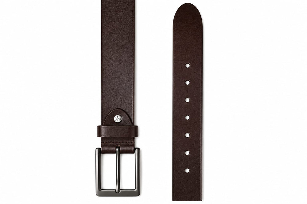 POGAGO Premium Genuine Leather Belt for Men – Classic Pin Buckle Dress Belt, 4mm Thick Leather Strap, 1.5 Inch Width, Adjustable Fit, Formal & Casual Belt for Office, Business, Jeans & Trousers