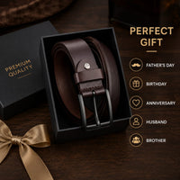 POGAGO Premium Genuine Leather Belt for Men – Classic Pin Buckle Dress Belt, 4mm Thick Leather Strap, 1.5 Inch Width, Adjustable Fit, Formal & Casual Belt for Office, Business, Jeans & Trousers
