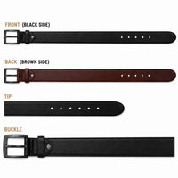 POGAGO Premium Reversible Genuine Leather Belt for Men – Double Sided Black & Brown Belt with Rotating Pin Buckle | Formal & Casual Dress Belt