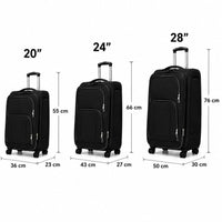 POGAGO Soft Shell 3Pcs Set (20/24/28 Inch) Luggage, Ultra Lightweight, Expandable, 4 Smooth Wheels with Combination Locks Suitcase (Brown)