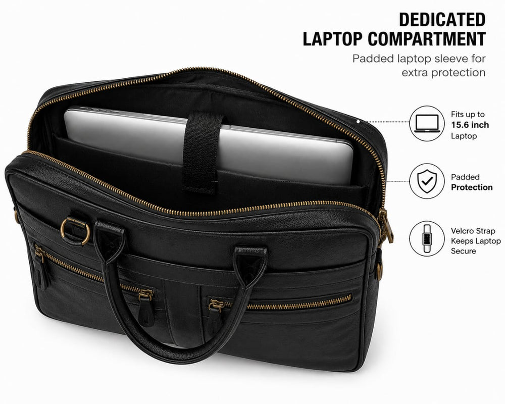 POGAGO PU Leather Laptop Bag for Men | Business Briefcase