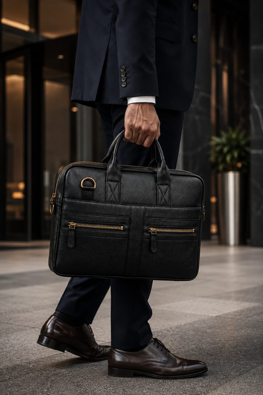 POGAGO PU Leather Laptop Bag for Men | Business Briefcase