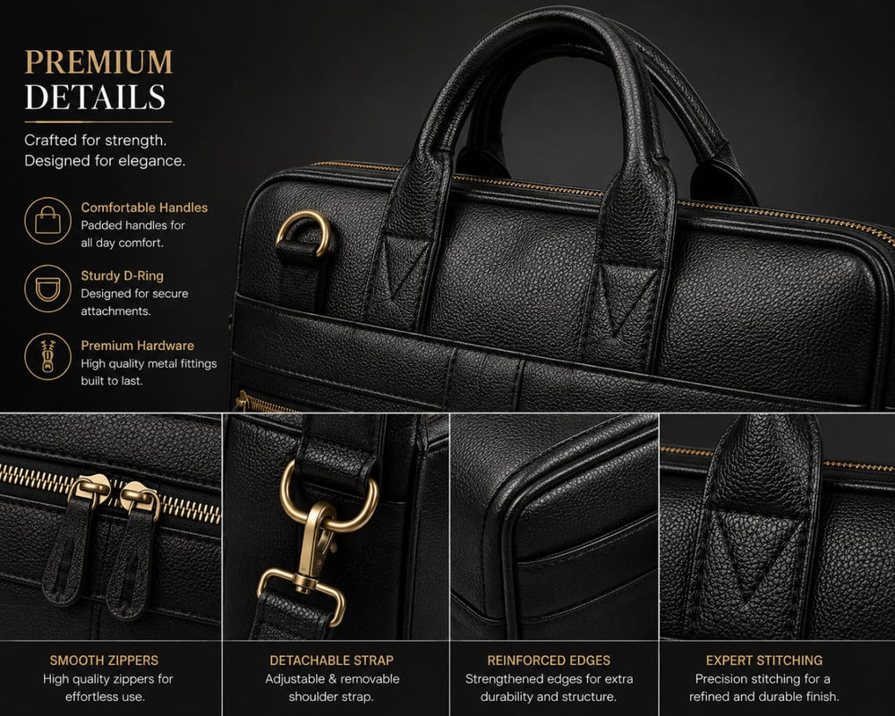 POGAGO PU Leather Laptop Bag for Men | Business Briefcase