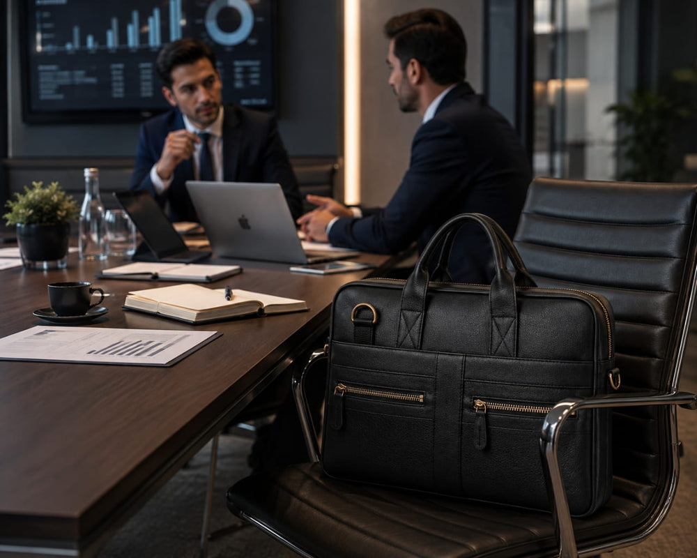 POGAGO PU Leather Laptop Bag for Men | Business Briefcase