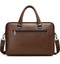 Men's PU Leather Laptop Briefcase – Professional Business Work Bag with Multiple Compartments, Front Pockets & Adjustable Shoulder Strap