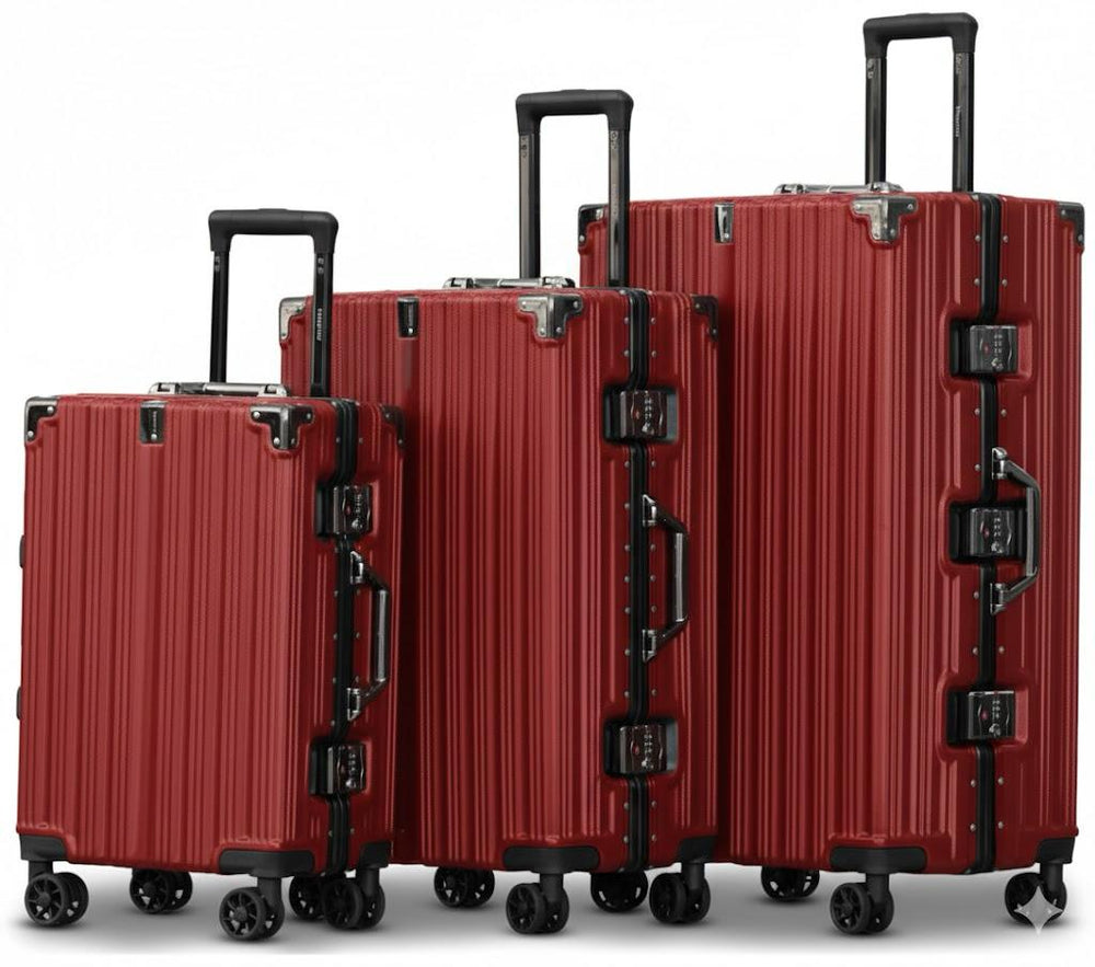 POGAGO Premium Aluminum Frame Luggage Set with Buckle Lock | 20" 24" 28" Hard Shell Spinner Suitcase