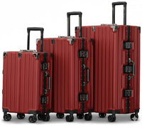 POGAGO Premium Aluminum Frame Luggage Set with Buckle Lock | 20" 24" 28" Hard Shell Spinner Suitcase