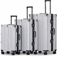 POGAGO Premium Aluminum Frame Luggage Set with Buckle Lock | 20" 24" 28" Hard Shell Spinner Suitcase