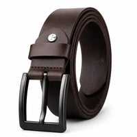 POGAGO Premium Genuine Leather Belt for Men – Classic Pin Buckle Dress Belt, 4mm Thick Leather Strap, 1.5 Inch Width, Adjustable Fit, Formal & Casual Belt for Office, Business, Jeans & Trousers