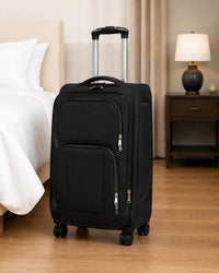 POGAGO Soft Shell 3Pcs Set (20/24/28 Inch) Luggage, Ultra Lightweight, Expandable, 4 Smooth Wheels with Combination Locks Suitcase (Brown)