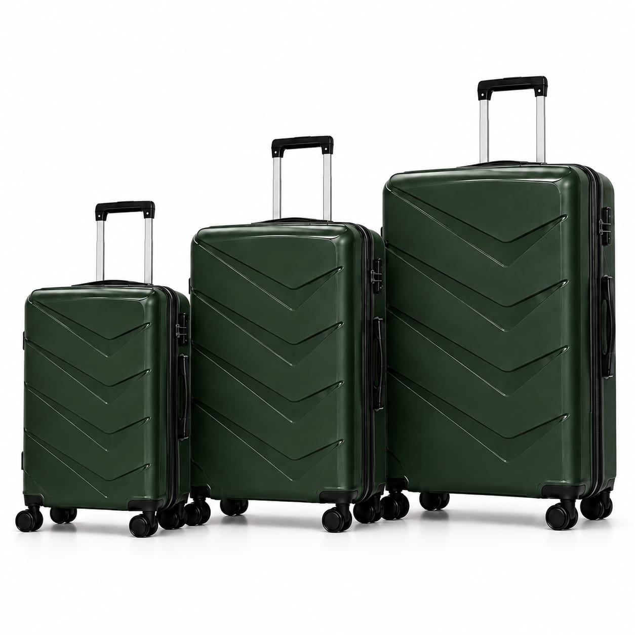 3-Piece PP Hard Shell Luggage Set – 20" 24" 28" with 360° Spinner Wheels