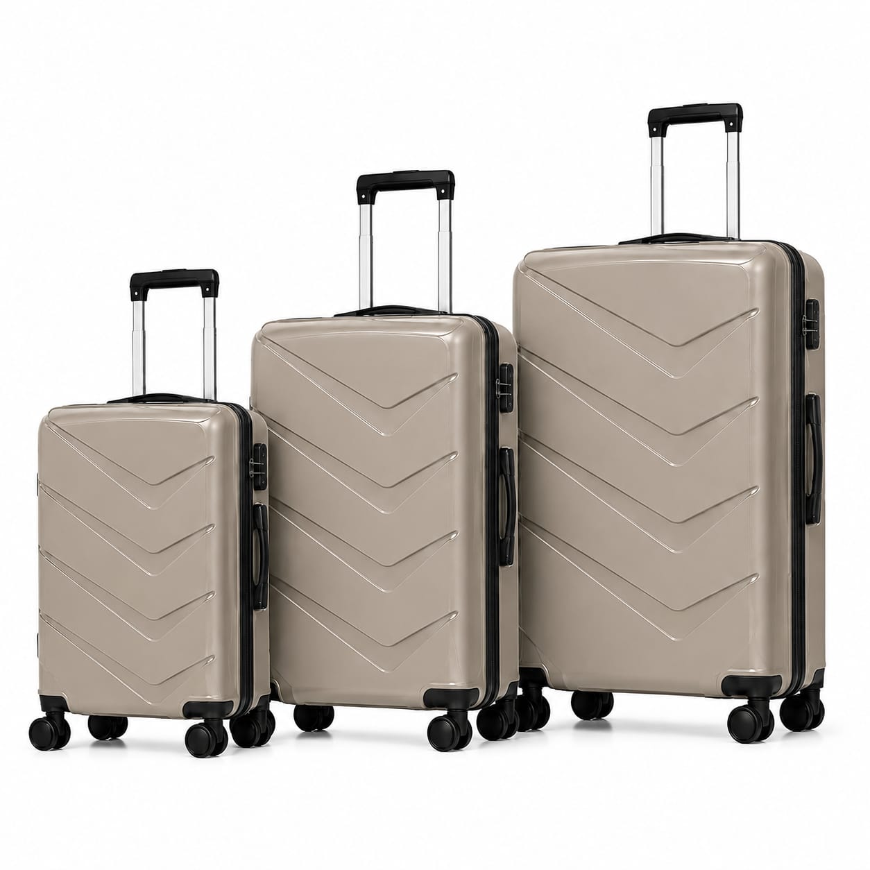 3-Piece PP Hard Shell Luggage Set – 20" 24" 28" with 360° Spinner Wheels