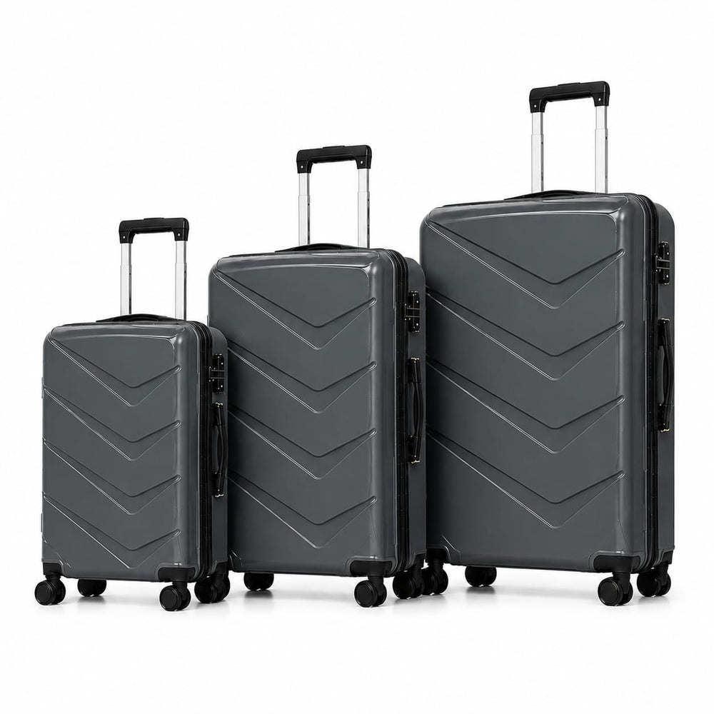 3-Piece PP Hard Shell Luggage Set – 20" 24" 28" with 360° Spinner Wheels