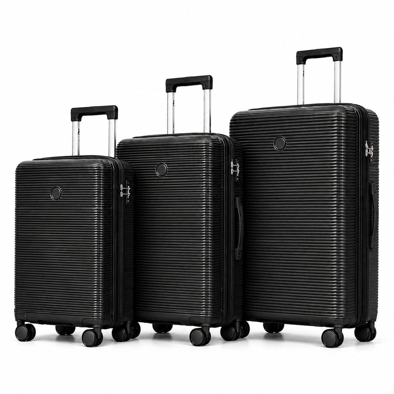 3-Piece PP Hard Shell Luggage Set – 20, 24 & 28 Inch Lightweight Suitcases with 360° Spinner Wheels