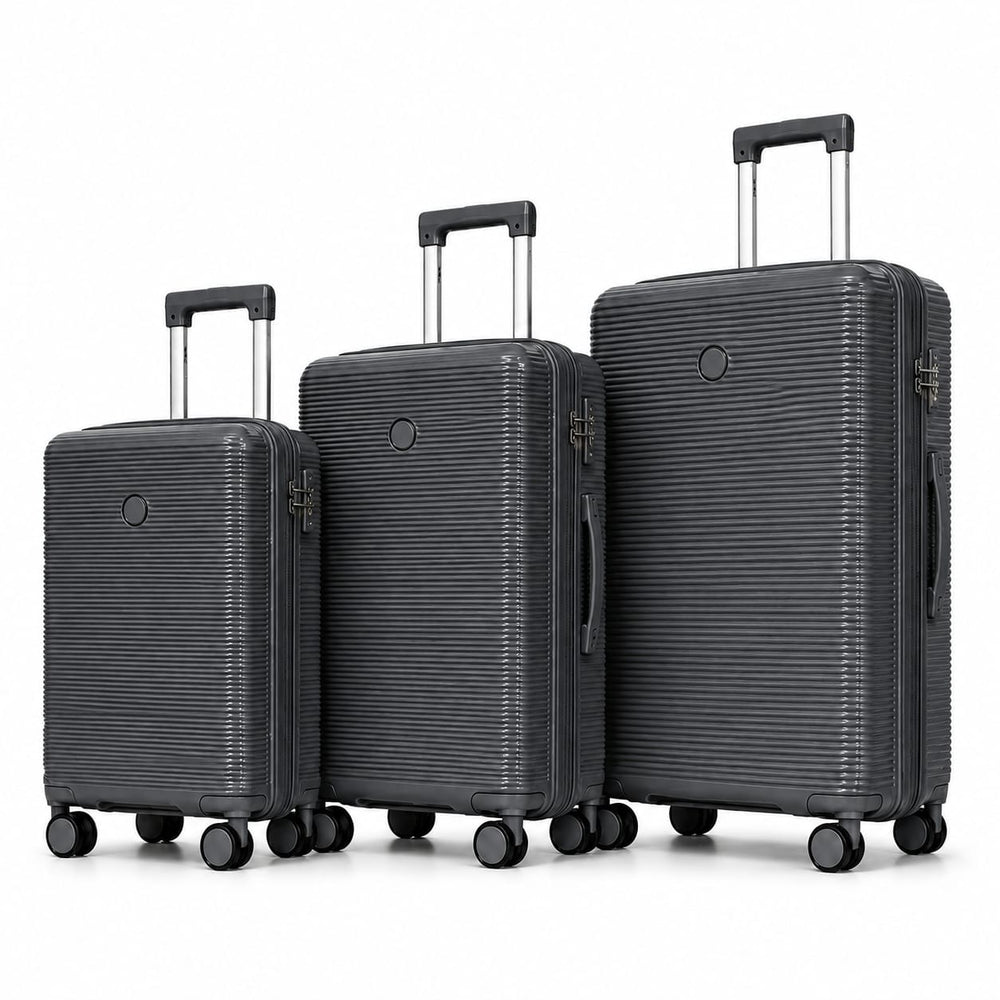 3-Piece PP Hard Shell Luggage Set – 20, 24 & 28 Inch Lightweight Suitcases with 360° Spinner Wheels