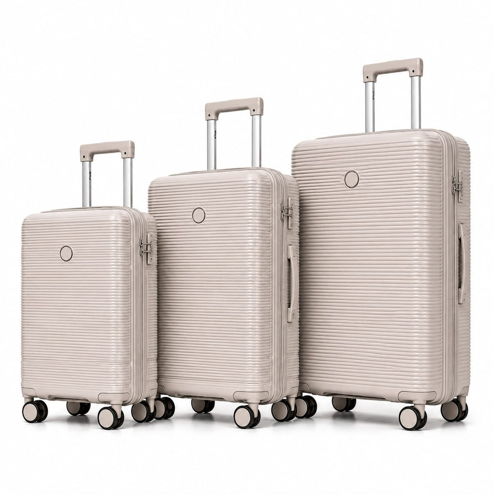 3-Piece PP Hard Shell Luggage Set – 20, 24 & 28 Inch Lightweight Suitcases with 360° Spinner Wheels