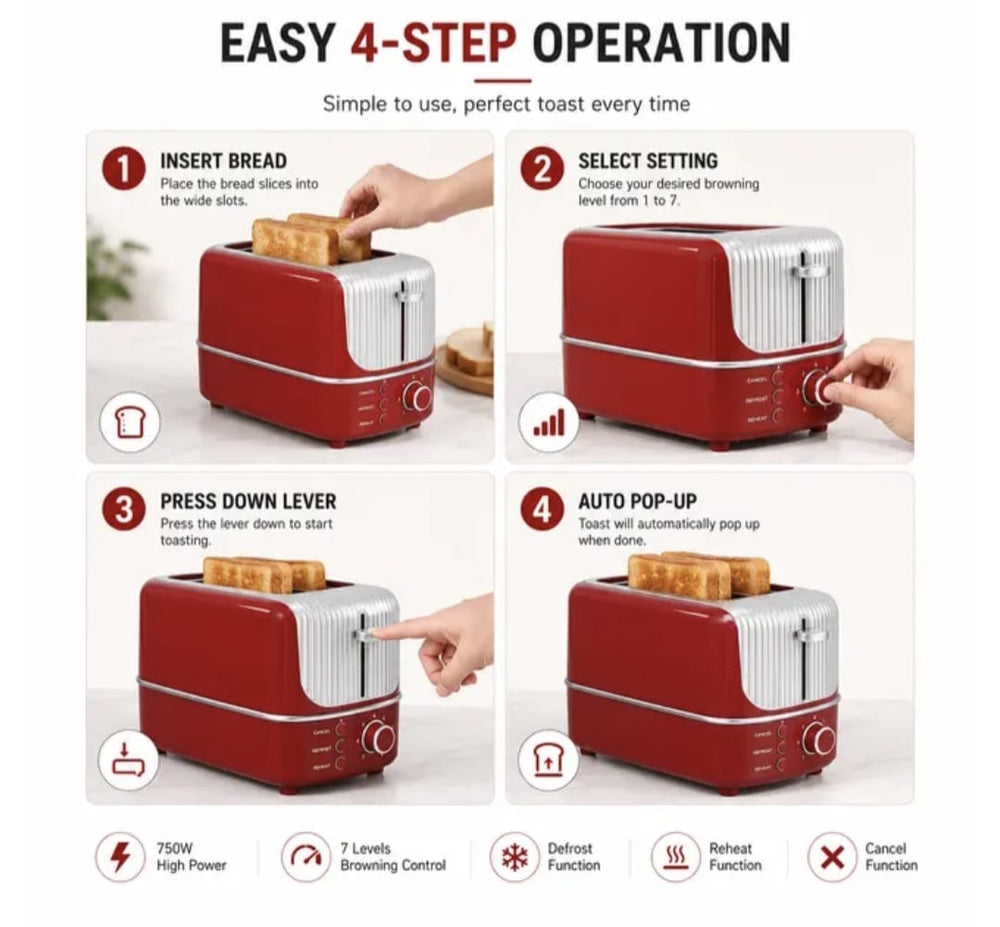 POGAGO 2 Slice Toaster | 5-Level Electric Bread Toaster