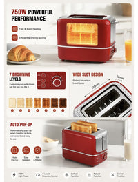 POGAGO 2 Slice Toaster | 5-Level Electric Bread Toaster