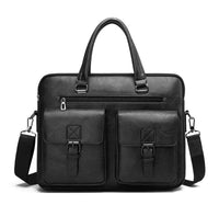 Men's PU Leather Laptop Briefcase – Professional Business Work Bag with Multiple Compartments, Front Pockets & Adjustable Shoulder Strap