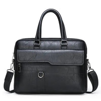 Men's PU Leather Laptop Briefcase Bag – Professional Business Work Bag with Multiple Compartments, Front Zipper Pockets & Adjustable Shoulder Strap